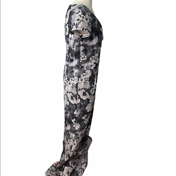 Adrianna Papell floral jacquard dress back slit - Picture 3 of 5